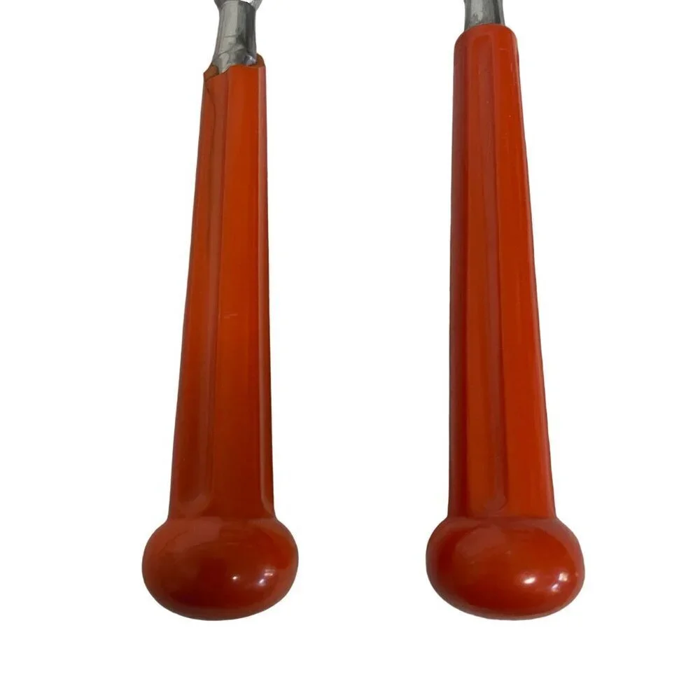 Vintage Oxford Hall‎ Stainless Steel Tablespoons With Orange Handles 7.5